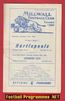 Millwall v Hartlepool United 1960