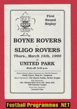 Boyne Rovers v Sligo Rovers 1990 – Ireland – Replay