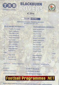 Blackburn Rovers v Manchester United 1997 – Reserves Match