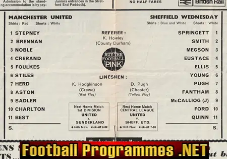 Manchester United v Sheffield Wednesday 1966 - Man Utd