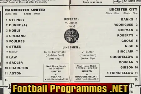 Manchester United v Leicester City 1967 - Man Utd