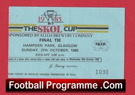 Aberdeen v Hibernian Hibs 1985 Scottish League Cup Final Hampden