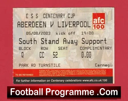 Aberdeen v Liverpool 2003 – Football Ticket Scotland
