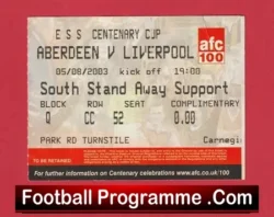 Aberdeen v Liverpool 2003 – Football Ticket Scotland