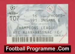Ajax v Arsenal 2003 – Football Ticket Amsterdam Dutch