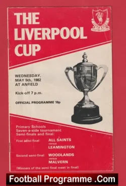 All Saints v Leamington 1982 - Woodlands v Malvern Liverpool Cup - football programme