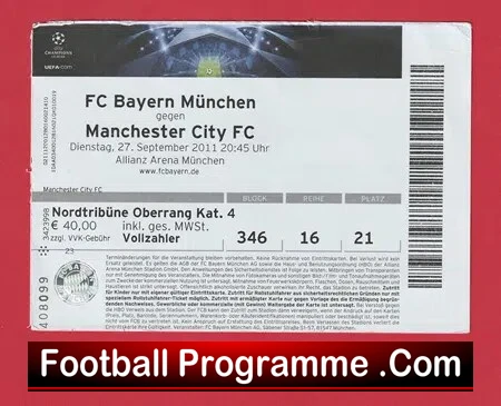 Bayern Munich v Manchester City 2011 – Football Ticket Germany