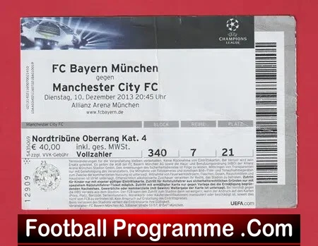 Bayern Munich v Manchester City 2013 – Football Ticket Germany