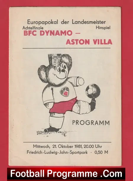 BFC Dynamo v Aston Villa 1981 – Dynamo Berlin Germany
