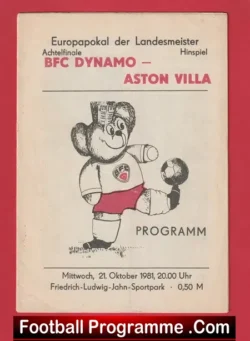 BFC Dynamo v Aston Villa 1981 – Dynamo Berlin Germany