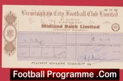 Birmingham City Football Club Official Cheque 1971 - D - football programme