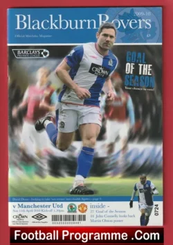 Blackburn Rovers v Manchester United 2010 - football programme