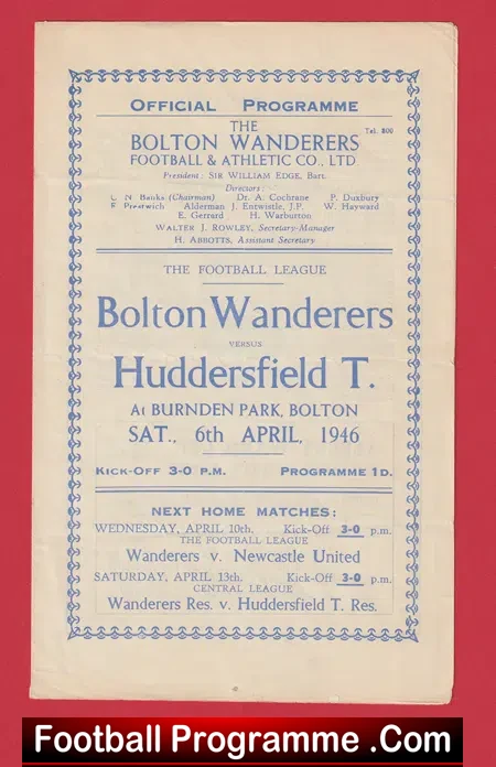Bolton Wanderers v Huddersfield Town 1946 – 1940s