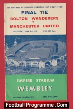 Bolton Wanderers v Manchester United 1958 - FA Cup Final SIGNED - football programme