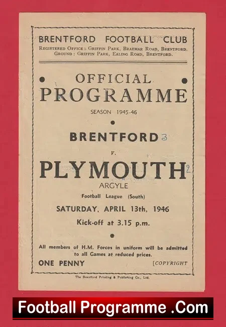 Brentford v Plymouth Argyle 1946