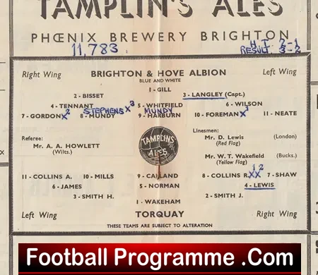 Brighton Hove Albion v Torquay United 1956 + Newspaper Articles