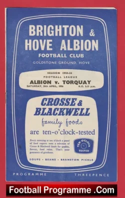 Brighton Hove Albion v Torquay United 1956 + Newspaper Articles - football memorabilia