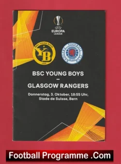 BSC Young Boys v Glasgow Rangers 2019 - Bern Switzerland - football programme