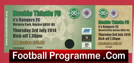 Buckie Thistle v Glasgow Rangers 2014 – Football Ticket
