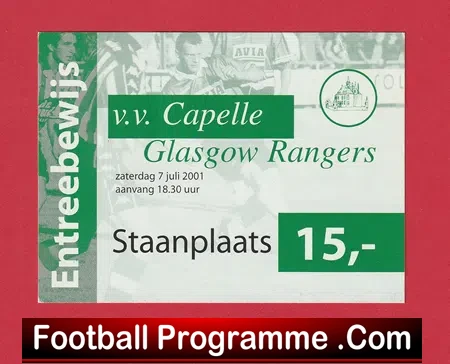 Capelle v Glasgow Rangers 2001 – Football Ticket Holland Dutch
