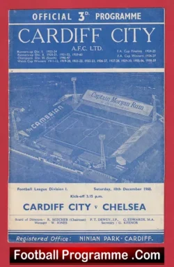 Cardiff City v Chelsea 1960 - football programme