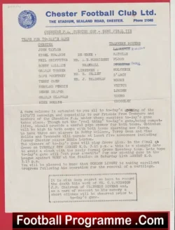 Chester v Tranmere Rovers 1972 – Cheshire Semi Final