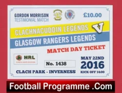 Clachnacuddin Legends v Glasgow Rangers 2016 – Football Ticket