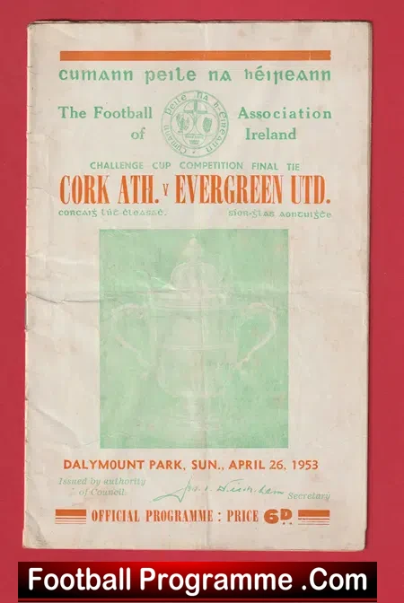 Cork Athletic v Evergreen United 1953 – Irish Cup Final Ireland