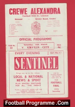 Crewe Alexandra v Exeter City 1961 - football programme