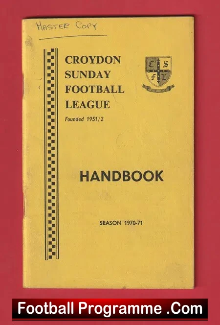 Croydon Sunday Football League Handbook 1970 – 1971