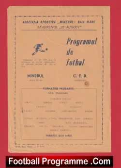 CSF CFR Timisoara v Minerul Baia Mare 1972 - Romania - football programme