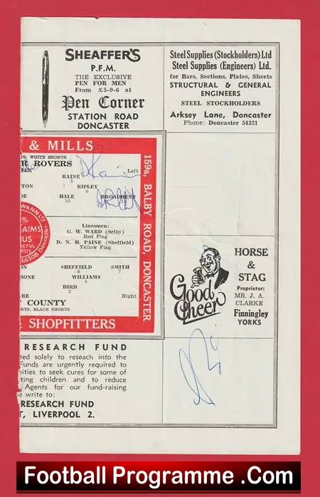 Doncaster Rovers Football Club Multi Autographed Signed Sheet 63
