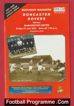 Doncaster Rovers v Manchester United 2001 - Youth Match - football programme
