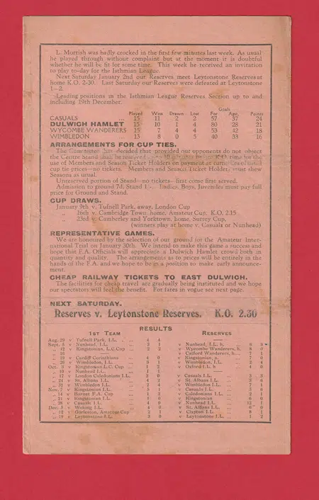 Dulwich Hamlet v Swindon Corinthian 1931 - 1930's - 30s