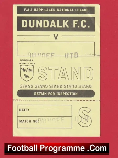 Dundalk v Dundee United 1990s – Football Ticet Ireland