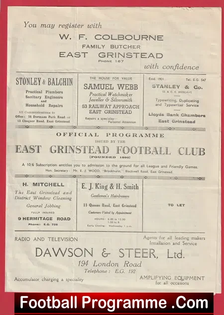 East Grinstead v Cuckfield 1948 – Montgomery Cup