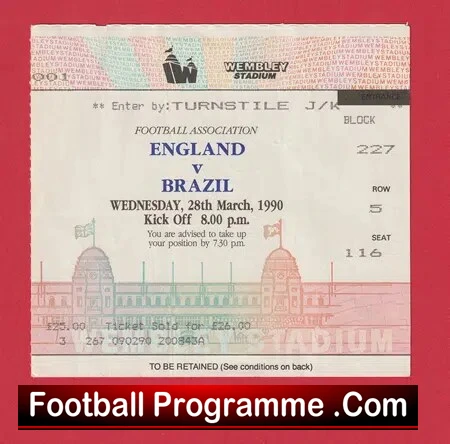 England v Brazil 1990 – Wembley Stadium London