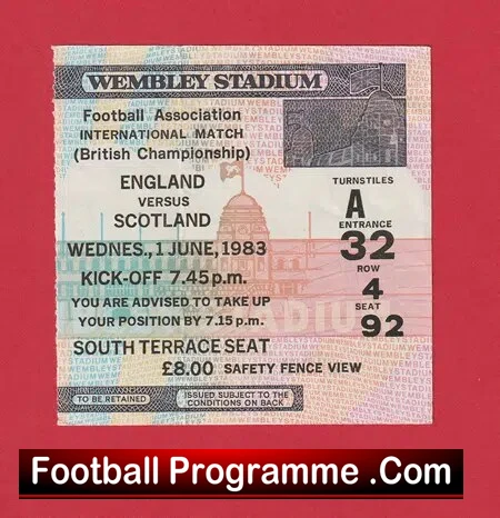 England v Scotland 1983 – Football Ticket Wembley