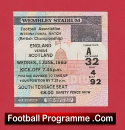 England v Scotland 1983 – Football Ticket Wembley