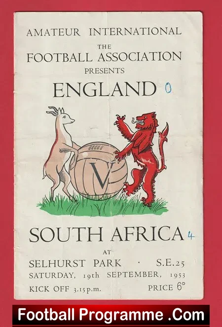 England v South Africa 1953 Amateur International Selhurst Park