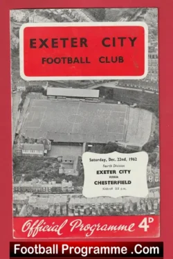 Exeter City v Chesterfield 1962 - football programme