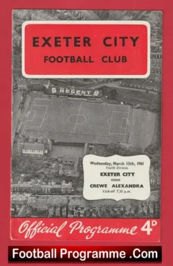 Exeter City v Crewe Alexandra 1961 - football programme