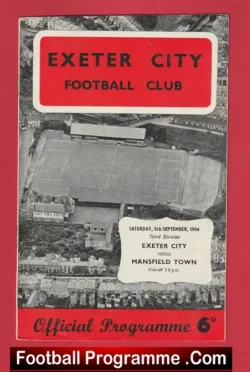 Exeter City v Mansfield Town 1964 - Plus Articles - football programme
