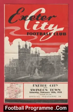 Exeter City v Swindon Town 1956 - football programme