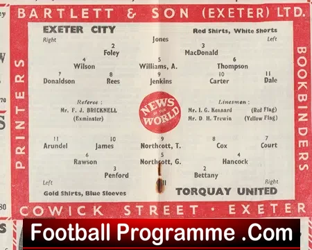 Exeter City v Torquay United 1961