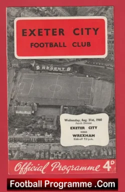 Exeter City v Wrexham 1960 - football programme