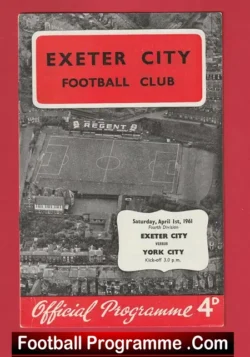 Exeter City v York City 1961 - football programme