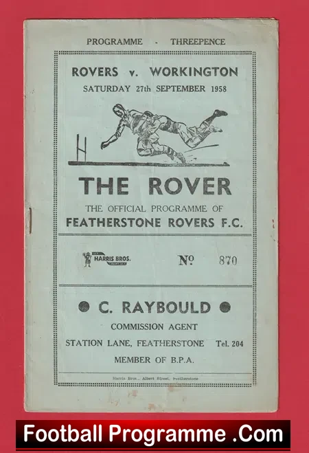 Featherstone Rovers Rugby v Workington Town 1958 – 1950s