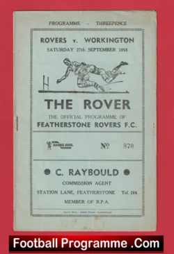 Featherstone Rovers Rugby v Workington Town 1958 – 1950s