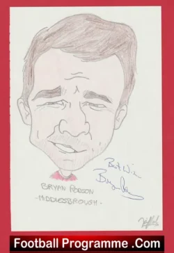 Football Caricature - Bryan Robson - Signed Autograph Man Utd - football programme